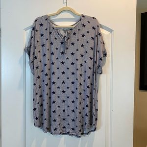 Women’s size 18/20 navy blue and white stripes with stars tunic from the Avenue